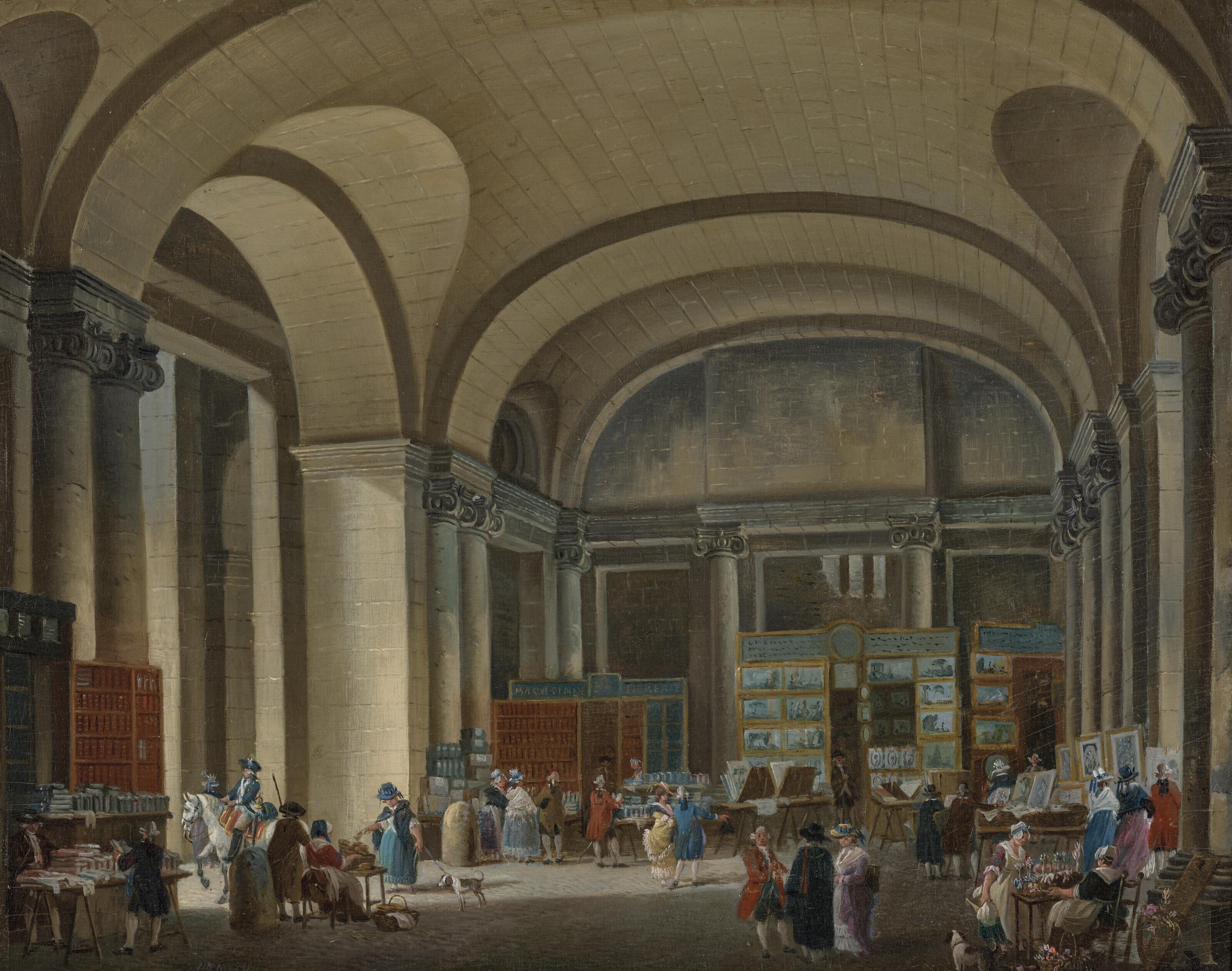 Pierre-Antoine Demachy - Les vendeurs d\'estampes au Louvre