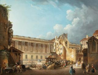 Pierre-Antoine Demachy - THE CLEARANCE OF THE LOUVRE COLONNADE, DURING THE DEMOLITION OF THE RUINS OF THE HÔTEL DU PETIT BOURBON