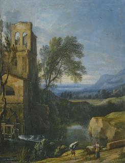 Pierre-Antoine Patel The Younger - A River Landscape With A Watermill To The Left And Figures With A Donkey In The Foreground