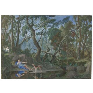 Pierre-Antoine Patel the Younger - A Wooded Landscape With Narcissus And Echo