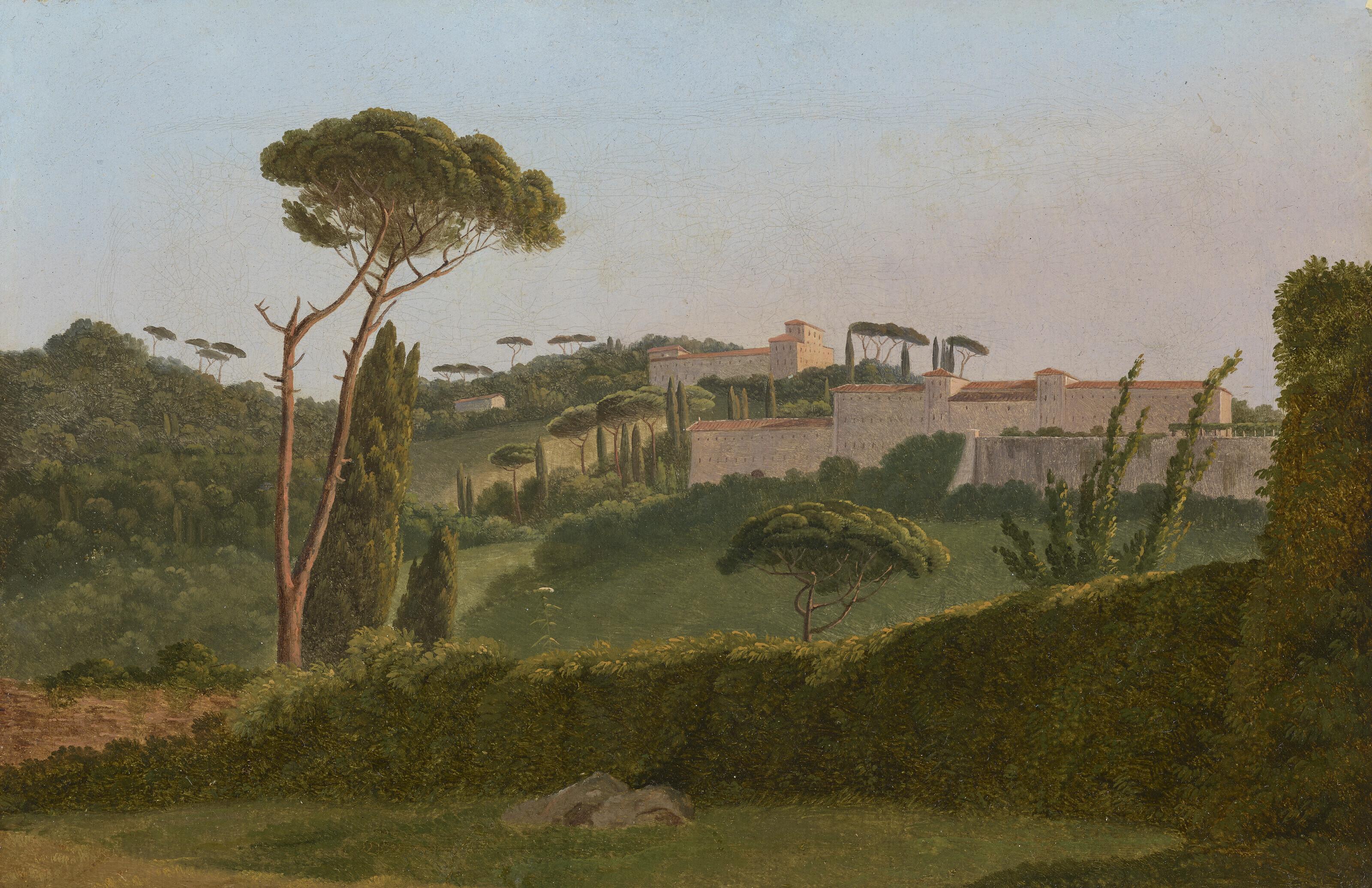 Pierre-Athanase Chauvin - Rome, a view of the Villa Borghese from the back of the Villa Medici