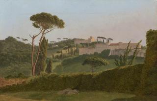 Pierre-Athanase Chauvin - Rome, a view of the Villa Borghese from the back of the Villa Medici