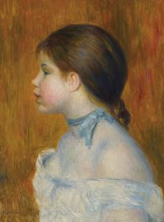 Pierre-Auguste Renoir - Buste de jeune fille au ruban bleu
