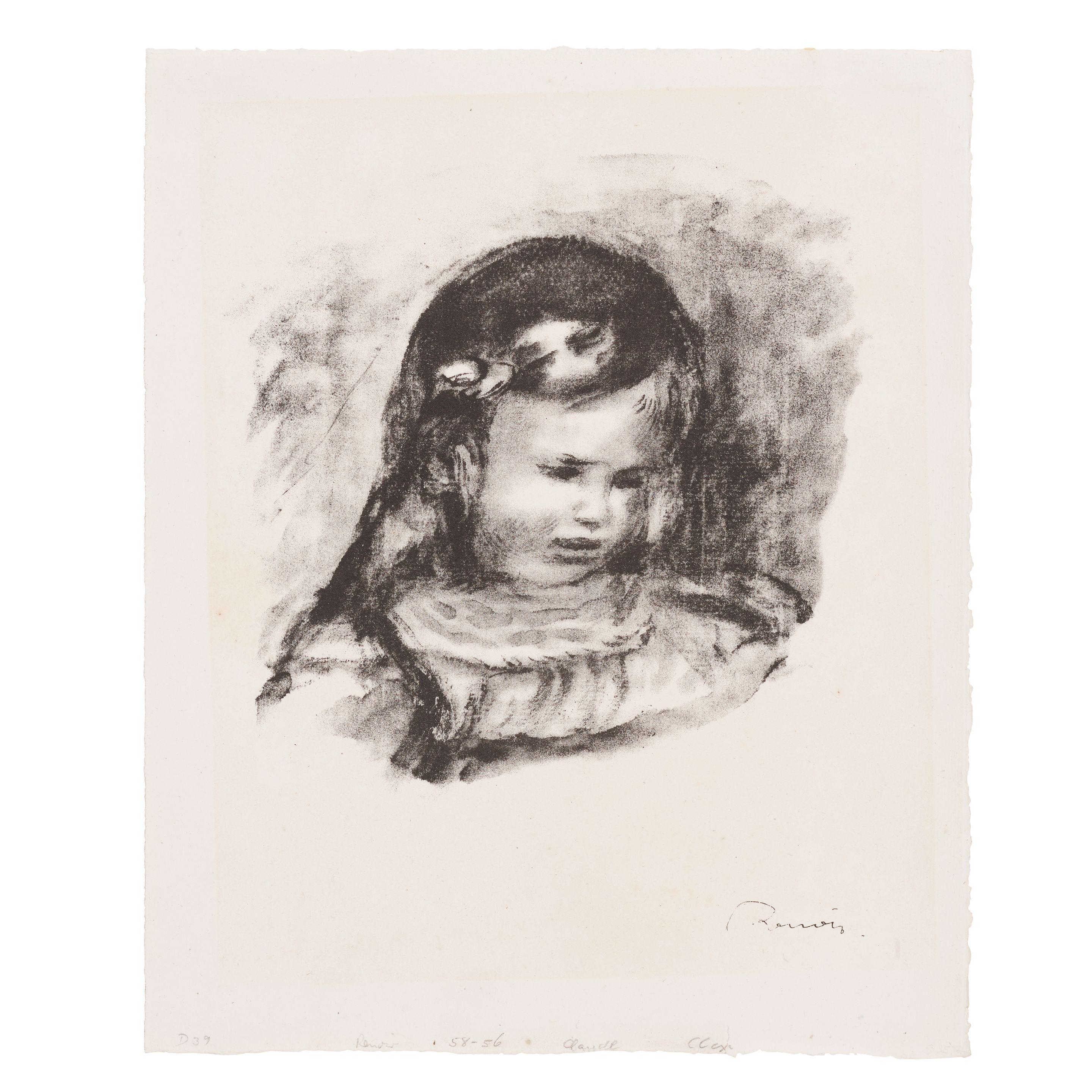 Pierre-Auguste Renoir - Claude Renoir, la tête baissée, from L\'Album des Douze Lithographies Originales de Pierre-Auguste Renoir