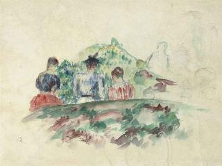 Pierre-Auguste Renoir - Esquisse de personnages dans un paysage