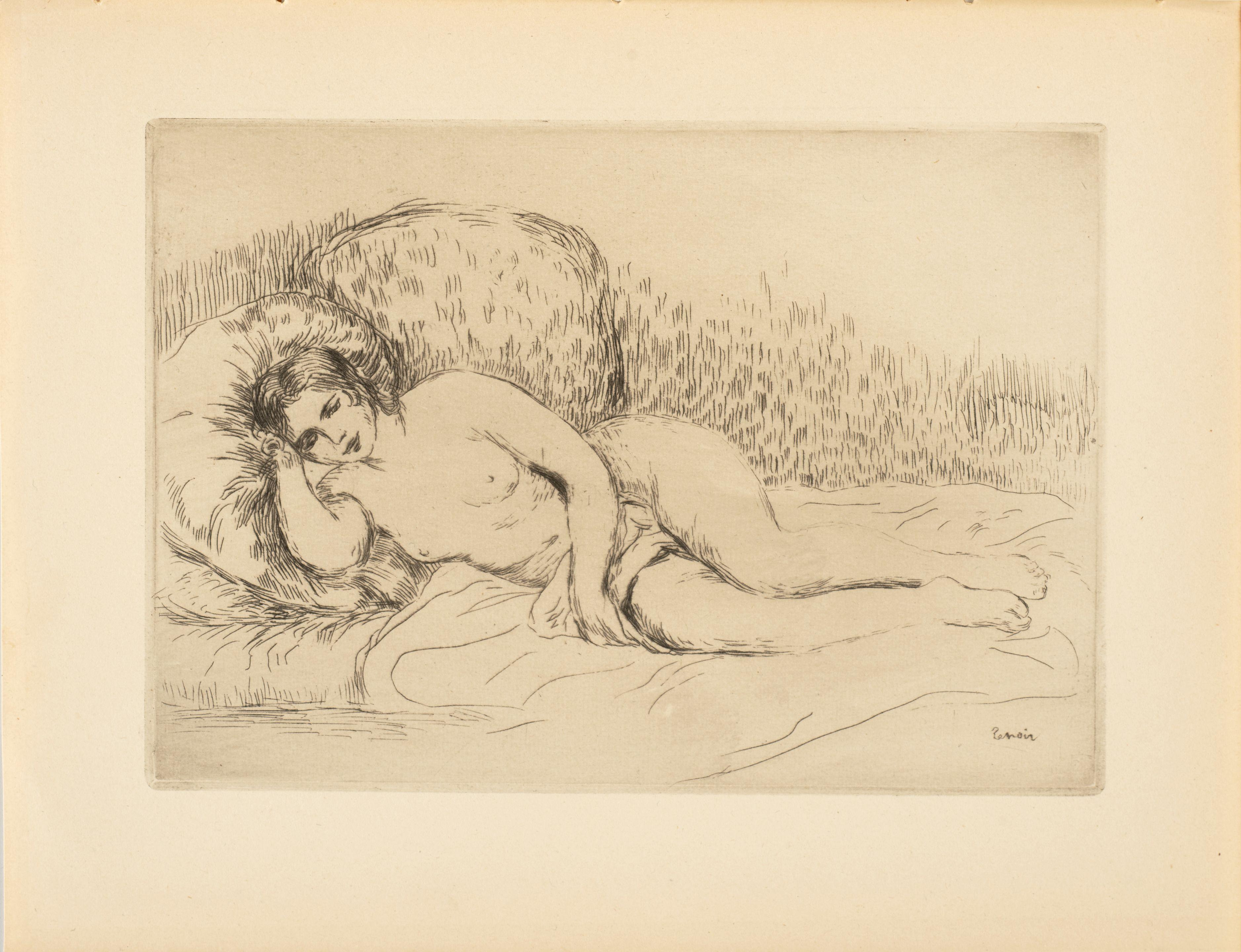 Pierre-Auguste Renoir - Femme couchée (tournée à gauche) (Reclining Woman (Turned to the Left)) (Delteil/Stella 15), 1906