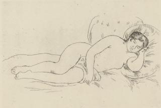 Pierre Auguste Renoir - Femme nue couché, tournée a droite (Delteil 14)