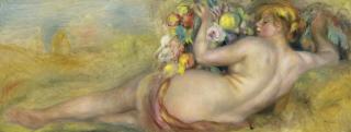 Pierre-Auguste Renoir - Femme Nue Couchée Soutenant Des Fruits