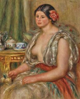 Pierre-Auguste Renoir - Jeune femme en costume oriental devant une table à thé