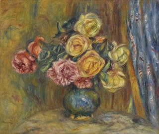 Pierre-Auguste Renoir - Les Roses Au Rideau Bleu