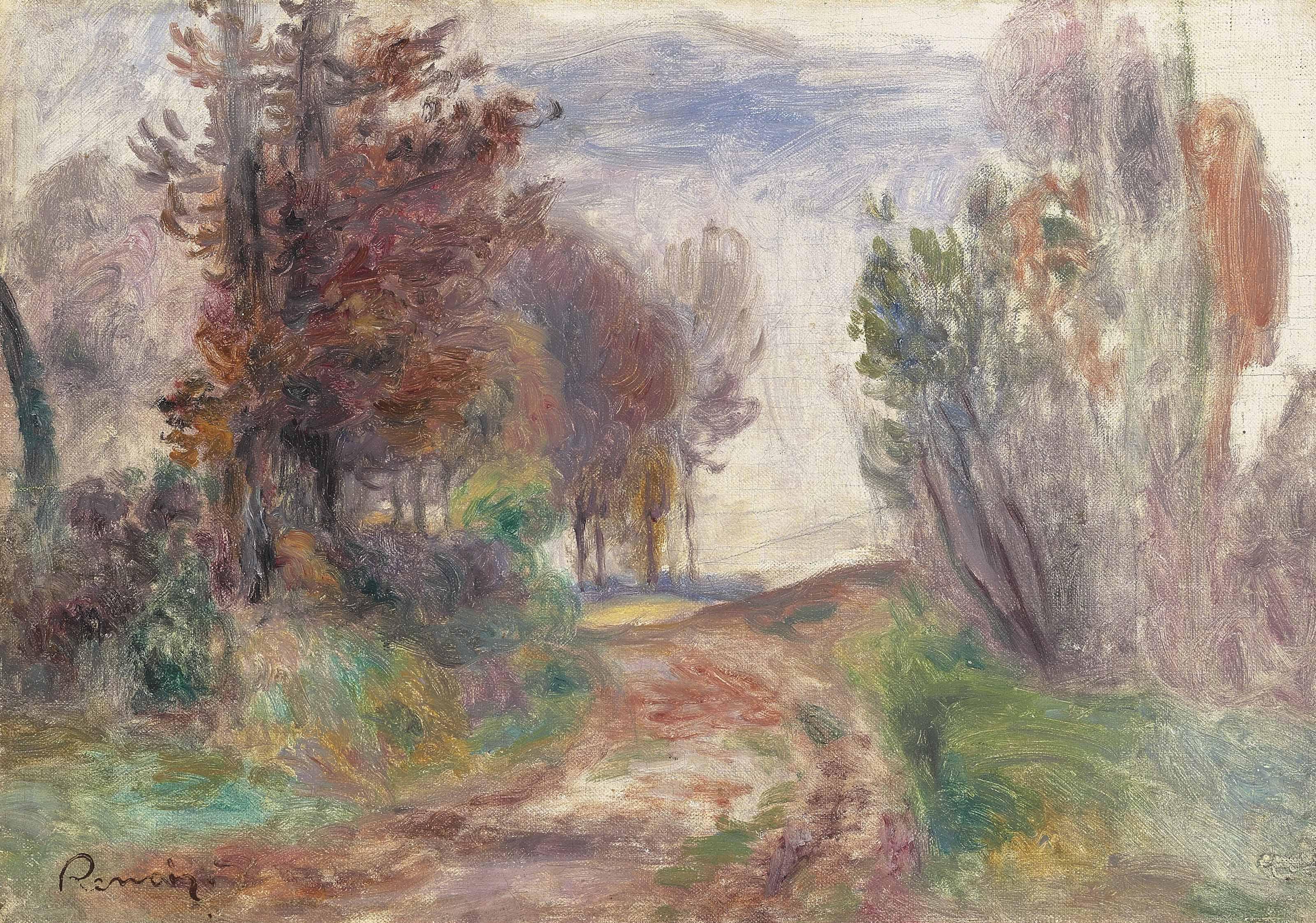Pierre-Auguste Renoir - Paysage, chemin à la sortie d\'un bois