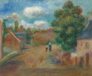 Pierre-Auguste Renoir - Paysage, Entrée De Village Avec Femme Et Enfant