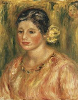 Pierre-Auguste Renoir - Tête de Jeune Fille En Rose