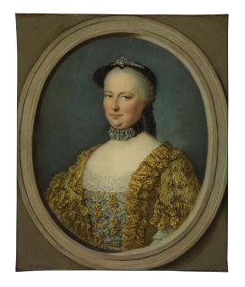 Pierre Bernard - Portrait of Maria Theresa, Empress of Austria, half-length, in a feigned stone oval