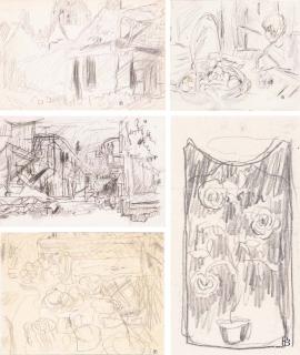 Pierre Bonnard - a notebook of 25 drawings, 6 of which independently framed