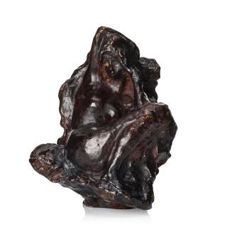 Pierre Bonnard - Bather seated in front of a rock, her right arm folded behind her head