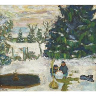 Pierre Bonnard - Boule De Neige, Enfants Et Chien Dans Le Jardin Du Grand-Lemps