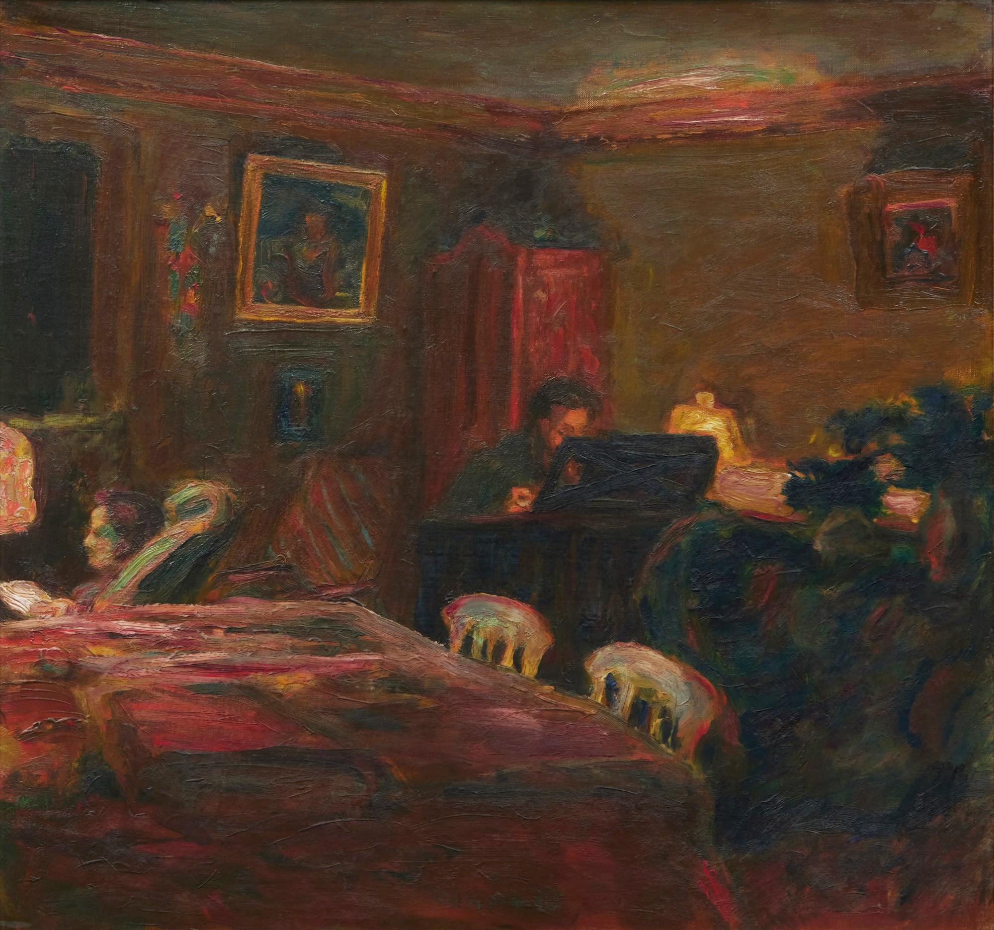 Pierre Bonnard - Claude Terrasse au piano, sous la lampe (Au Grand-Lemps)