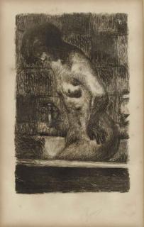 Pierre Bonnard - Femme debout dans sa baignoire from Maîtres et petits maîtres d\'aujourd\'hui (Bouvet 94; Roger-Marx 81)