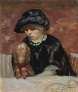 Pierre Bonnard - La Femme Au Basset Ou Portrait De Marthe Bonnard Au Basset