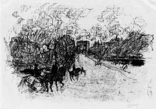 Pierre Bonnard - L\'Arc de Triomphe: Plate XI from Quelques Aspects de la Vie de Paris (Roger-Marx 67; Bouvet 69)