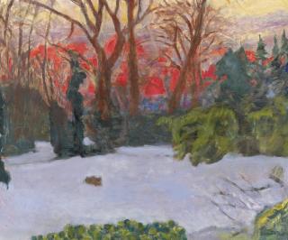 Pierre Bonnard - Le jardin sous la neige, soleil couchant