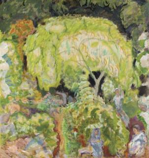Pierre Bonnard - Paysage à trois personnages et saule (Etude pour la décoration \'L\'Automne, les vendanges\')