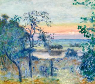 Pierre Bonnard - Paysage de brume, le soir, sur la Seine (Vernon) framed 80.0 x 88.3 x 6.5 cm (31 1/2 x 34 3/4 x 2 9/16 in).