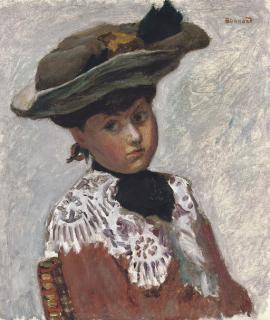Pierre Bonnard - Portrait de jeune femme, or Le chapeau
