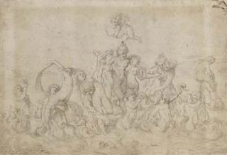 Pierre Brébiette - The Triumph of Galatea (recto), Hercules and the Hydra (verso)