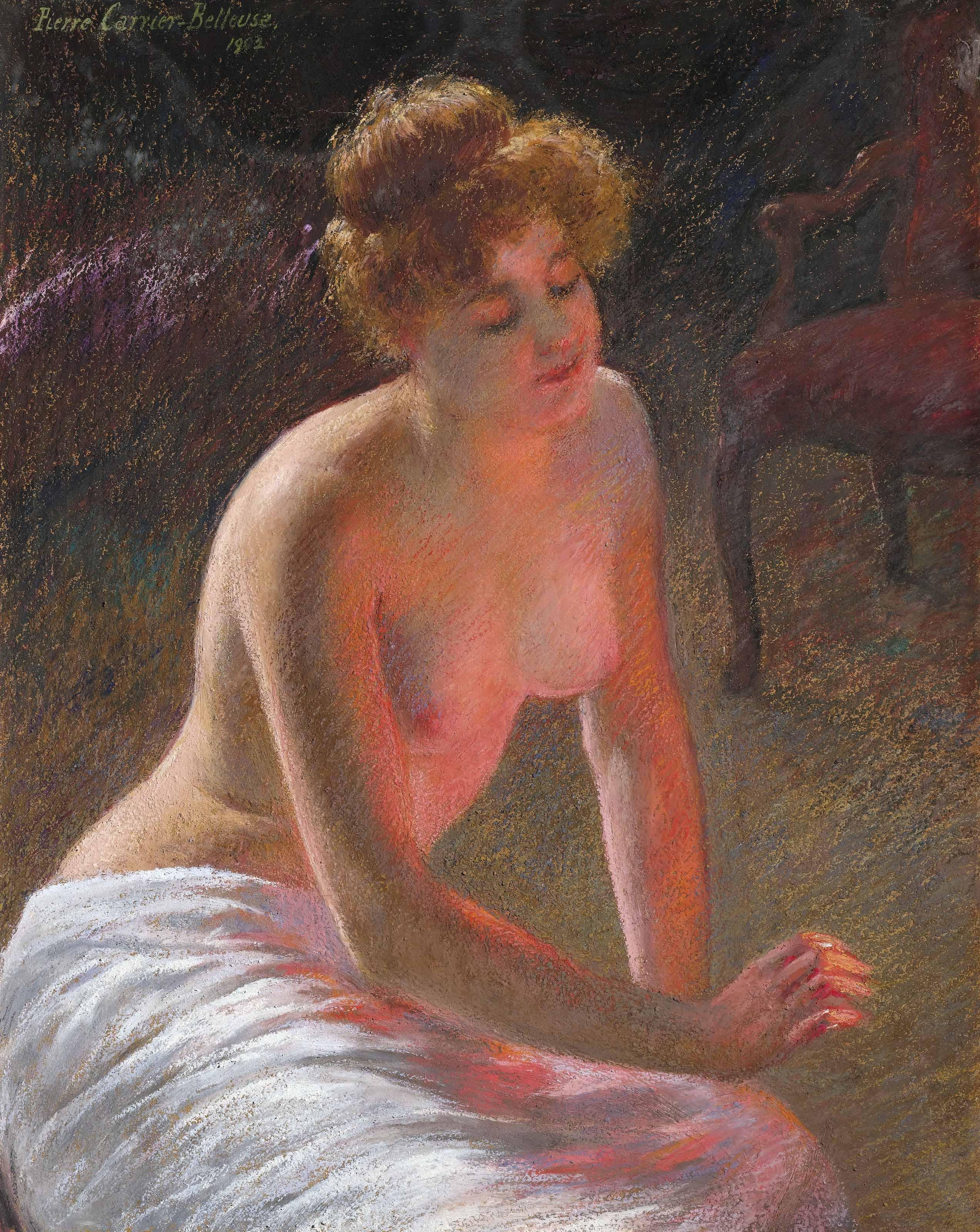 Pierre Carrier-Belleuse - Contemplation by firelight