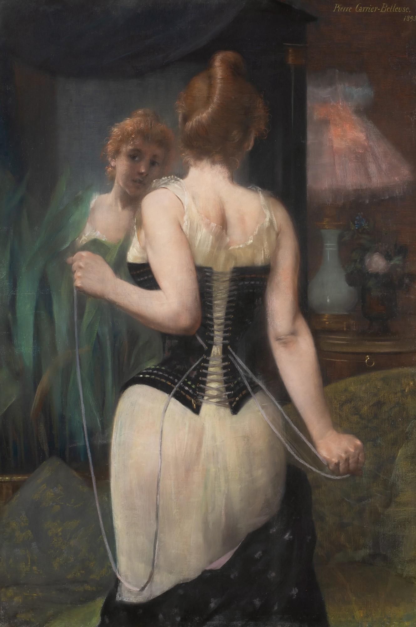 Pierre Carrier-Belleuse - Jeune Femme Ajustant Son Corset