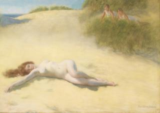 Pierre Carrier-Belleuse - Nu Endormi Sur La Plagepierre Carrier-Belleuse ; Sleeping Nude On A Beach ; Signed And Dated 1913 Lower Right ; Pastel On Paper