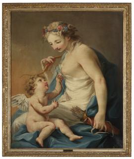 Pierre-Charles Trémolières - Venus holding a bow and quiver and Cupid holding an arrow