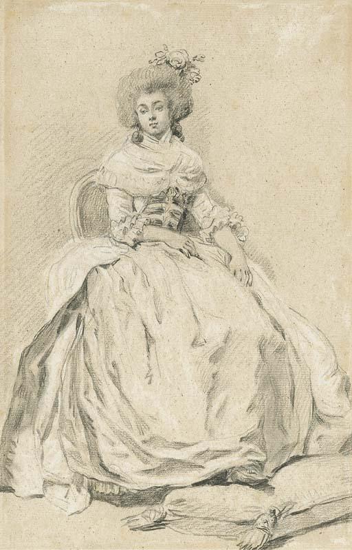 Pierre Chasselat - A young woman seated on a chair, her foot on a cushion