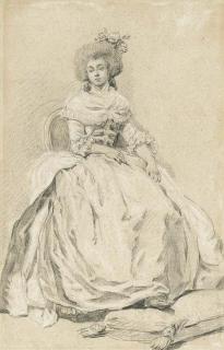 Pierre Chasselat - A young woman seated on a chair, her foot on a cushion