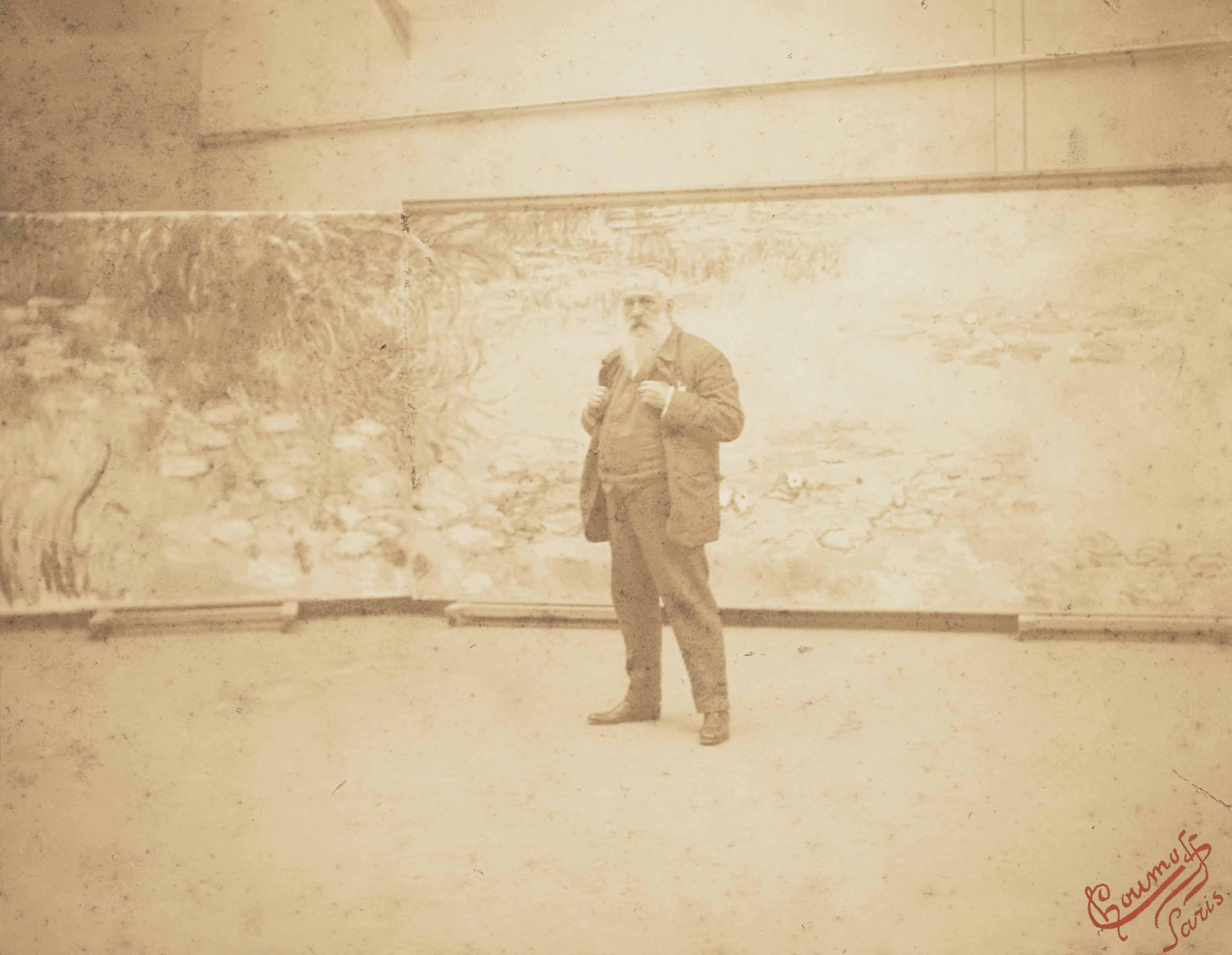 Pierre Choumoff - Claude Monet in front of his work ‘Les nymphéas’, 1920s