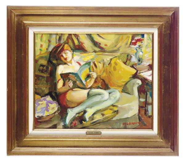 Pierre Cornu - Reclining Woman On A Sofa