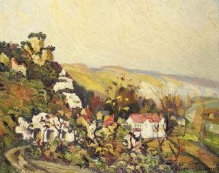Pierre Dumont - Village Près D\'Une Rivière Sur Les Hauteurs