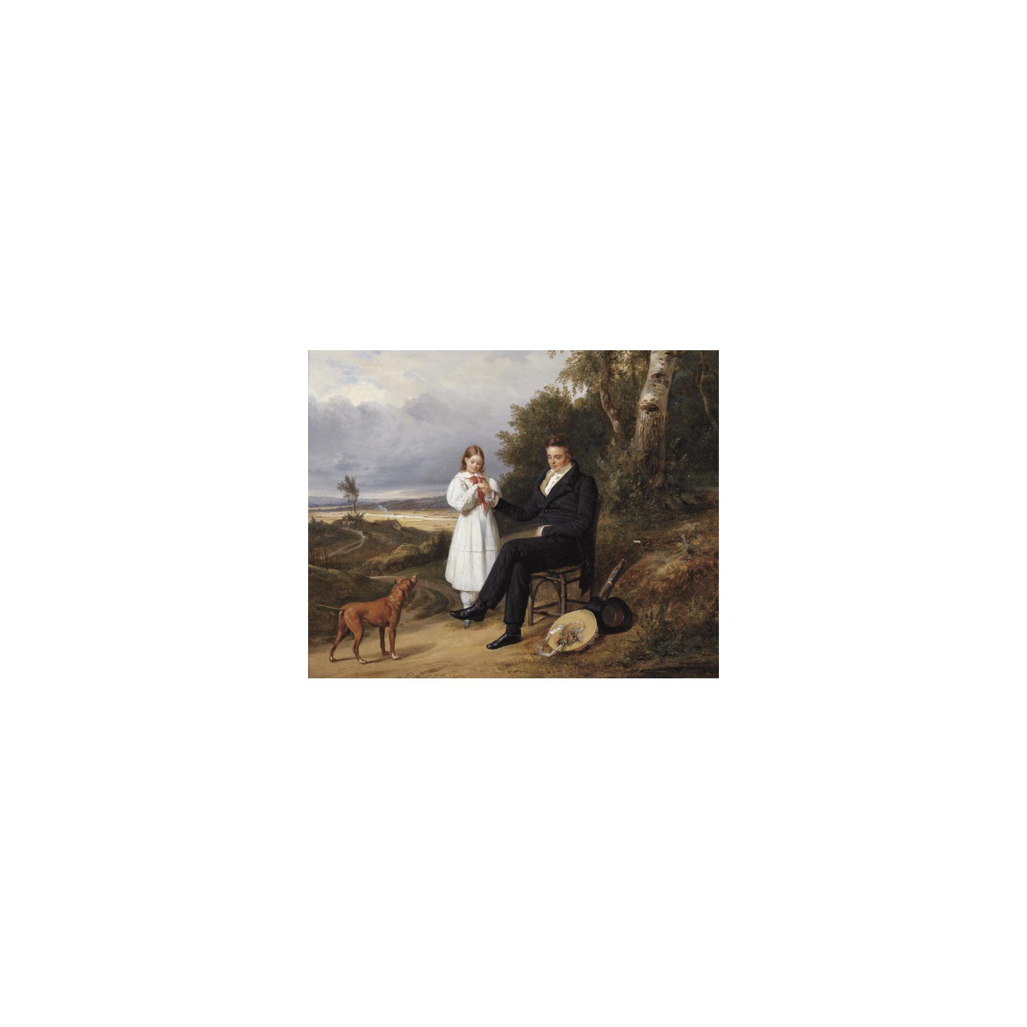 Pierre Duval-Lecamus - Father And Daughter In A Landscape