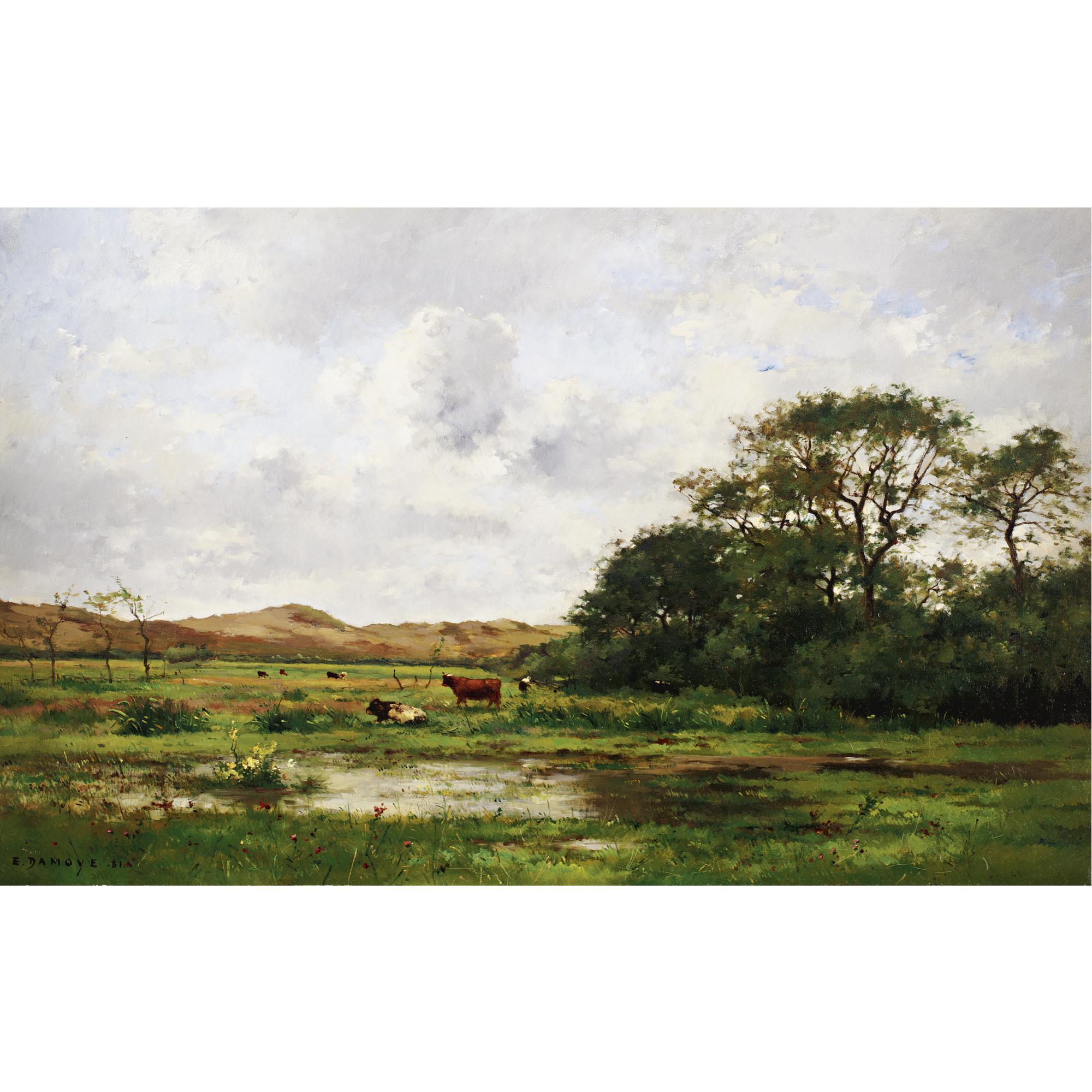 Pierre Emmanuel Eugene Damoye - Cows In A Meadow