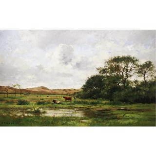Pierre Emmanuel Eugene Damoye - Cows In A Meadow