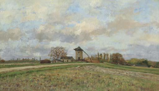 Pierre-Emmanuel-Eugène Damoye - Paysage au moulin