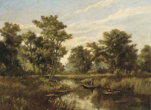 Pierre Ernest Prins - An angler on a quiet stretch of the river