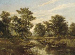 Pierre Ernest Prins - An angler on a quiet stretch of the river