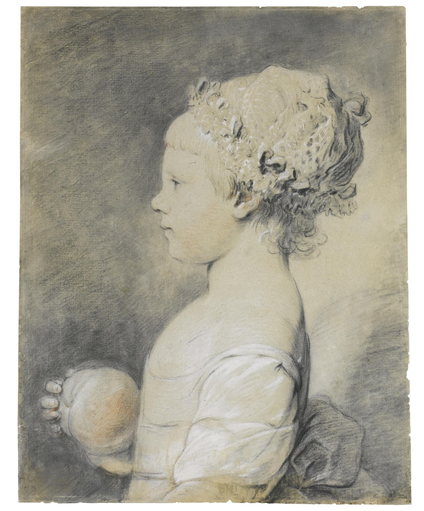 Pierre Etienne Falconet - A Young Girl Holding An Apple