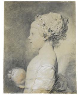 Pierre Etienne Falconet - A Young Girl Holding An Apple