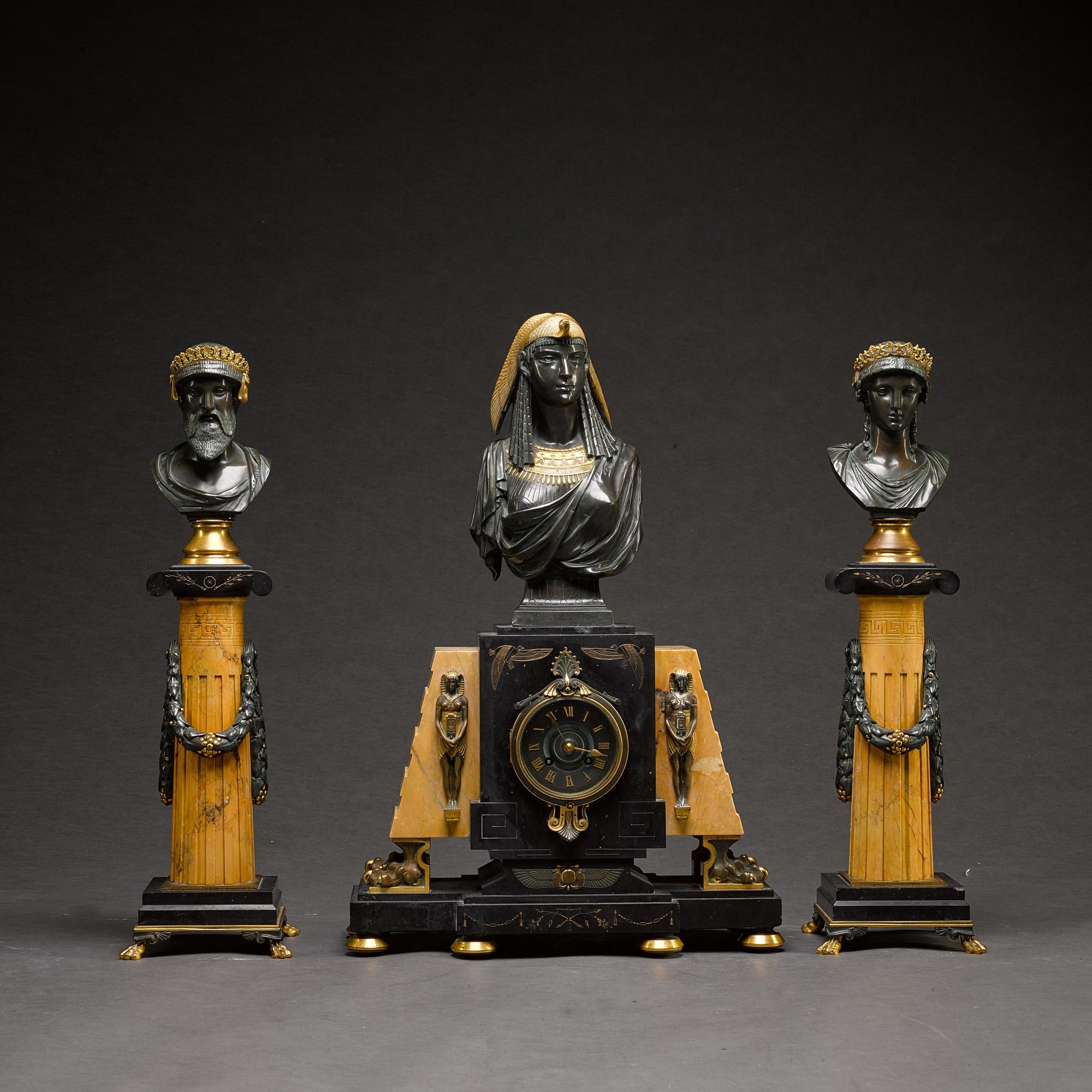 Pierre Eugène Emile Hébert - Three-Piece Clock Garniture