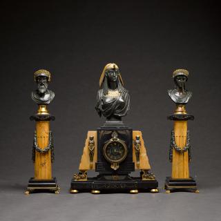 Pierre Eugène Emile Hébert - Three-Piece Clock Garniture
