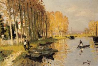 Pierre Eugène Montezin - Automne au bord du Loing